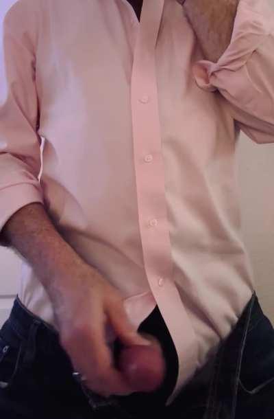 Horny Married Dad Edging & Spraying Cum