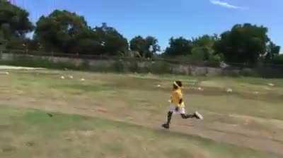 That kid was waiting for his time to run, and run he did 😂