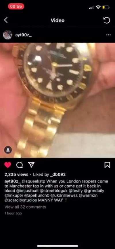 Squeeks got G checked and his watch took by Manny Boys
