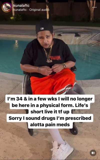 Kunal from All For The Culture delivers a message after finding out he has less than 2 weeks to live. He did the interviews for the LA Capone documentary and has interviews with drill figures like Tay600, FBG Cash, Edai, ZackTv and others. He lost his bat