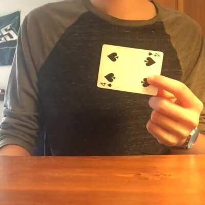 shrinking a playing card using sleight of hand
