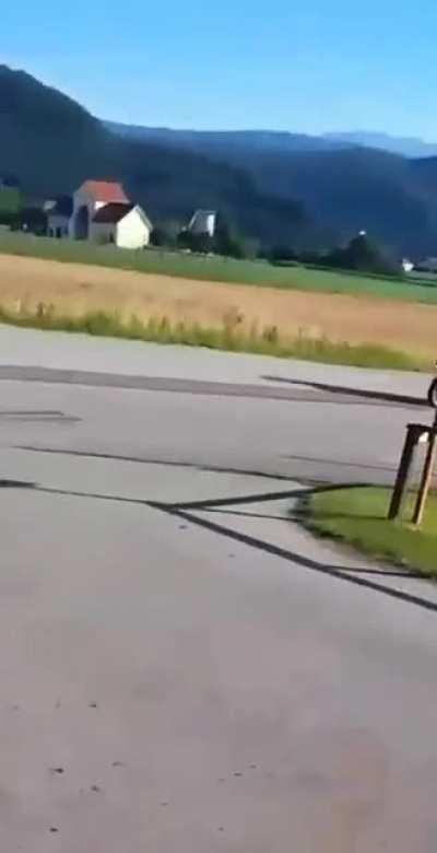 Motocycle jump gone a little bit wrong