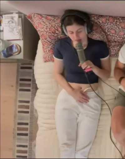 Alexandra Daddario vlogging in bed (new YT video)