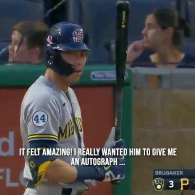 Kid Makes Great Grab Along Foul Line. Yelich, Not Allowed To Sign During The Game, Gifts Him A Personalized Bat
