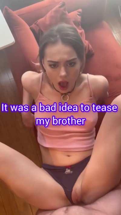 Lacey wanted to tease a brother a bit by walking around in panties and being braless