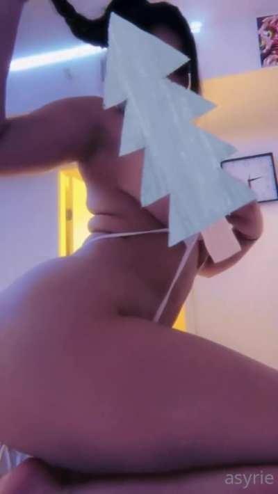 Big tittty white girl playing with her titties in sexy slingshot lingerie