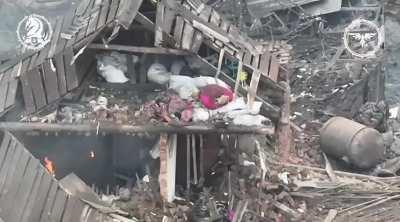 FPV drones of the 47th assault brigade bringing a house down in the Avdiivka sector