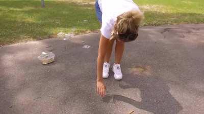 Nicole stomps bugs (Innocent cruelty)