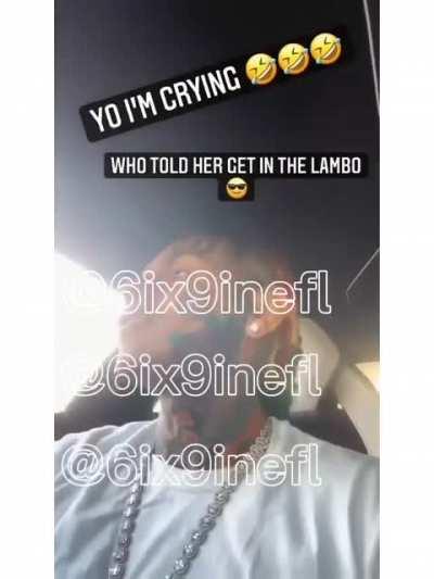 Deleted Story of 6ix9ine driving his lambo wit his mom