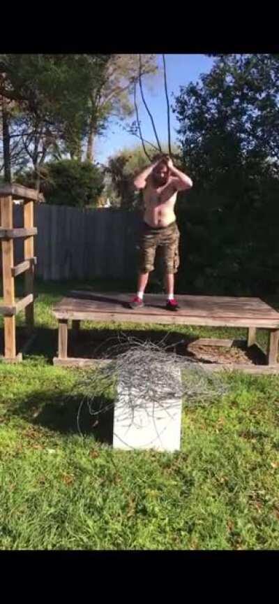 WCGW Jumping into barbed wire on a mini fridge
