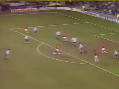 Eric Cantona scoring the winner against Newcastle United in 1996.