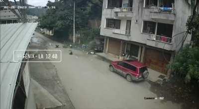 Brutal motorcycle + pedestrian crash