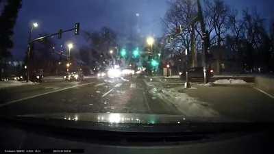 I couldn’t see anything except bright headlights.