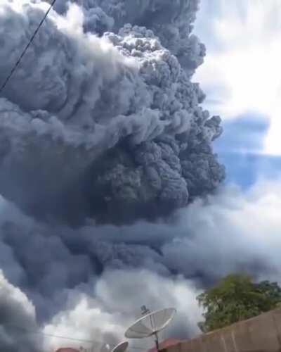 Large Volcanic Mount Sinabung eruption on 10 August 2020