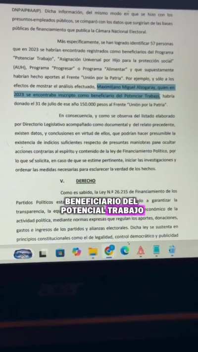 DENUNCIAN LA CAMPAÑA DE MASSA Y UNIÓN POR LA PATRIA ¿FINANCIAMIENTO DE EMPLEADOS PÚBLICOS Y PLANERO?
