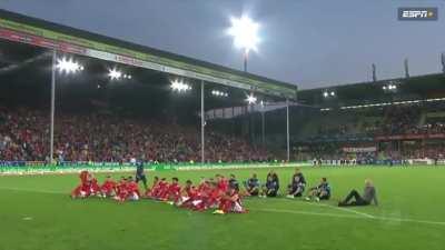 Freiburg manager, Christian Streich, in tears after the club played its final game at the iconic Black Forest stadium and the fans sang his name.