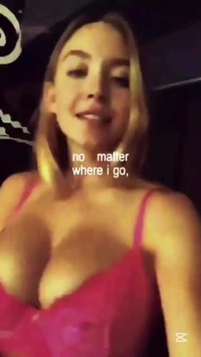 Sydney showing us her pink lingerie