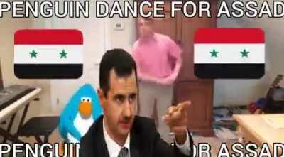 PENGUIN DANCES FOR THE GLORY OF ASSAD AND SYRIA