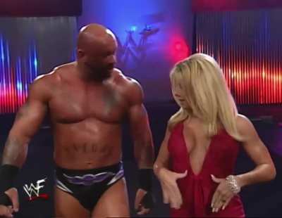 Terri in a red dress