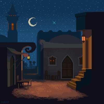 Median nights. (pixel art by me)