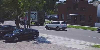 Woman outside my job didn’t see our US Foods truck unloading food.