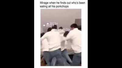 Don't touch a man's porkchops