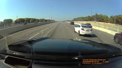 [OC] What happens to cars that jump through the plastic bollards on the express lane in Austin, TX?