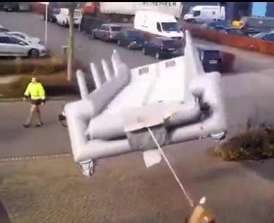 When you activate one of those inflatable 'Airline Escape Slides' in your driveway...