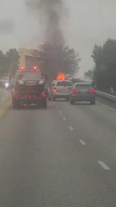 car fire on 1431 north of Austin tx