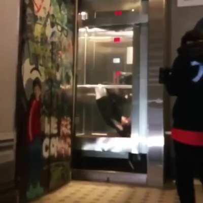 Doing a backflip in the elevator