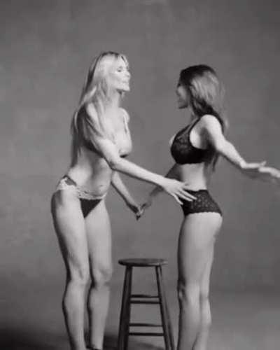 Leni and Heidi Klum at a lingerie shooting