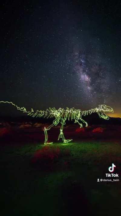 Light painting dinosaurs