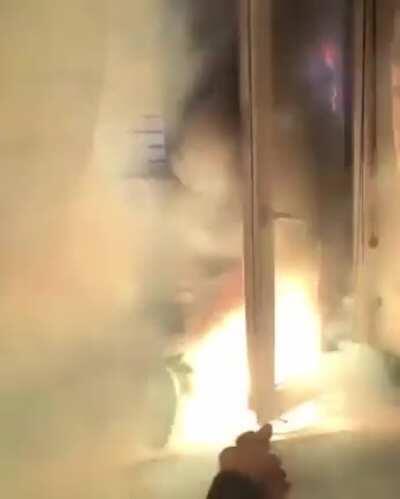 Firework goes off in their house and starts fire.