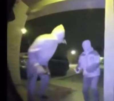 A home invader trying to kick a door in shoots himself in the leg