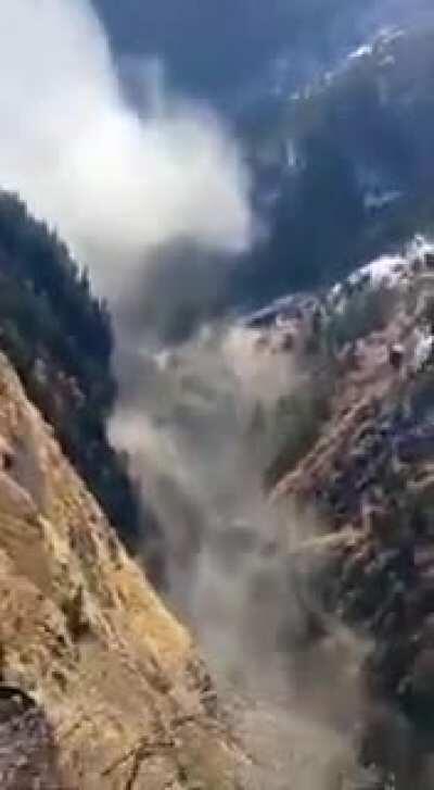 Glacial flash floods wash out a dam in Himachal Pradesh, India