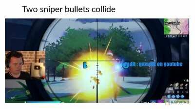 Muselk blocks a sniper bullet with a boom sniper bullet