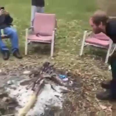 Dumbfuck spits gasoline at a fire. What could go wrong?