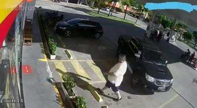 Now you know why he parks like that.