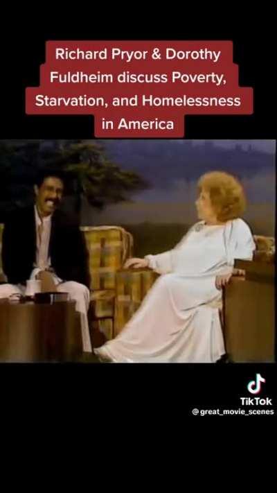 Richard Pryor's humour and gentleness while confronting Dorothy Fuldheim's ignorance is astounding