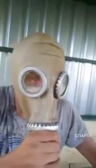 WCGW drinking with a mask on