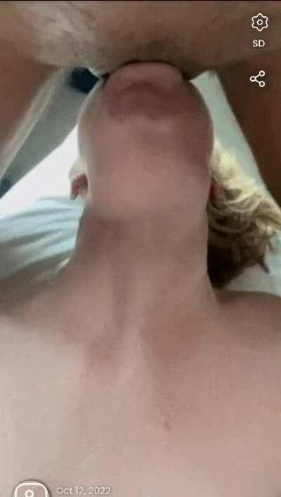 A huge cock down her throat