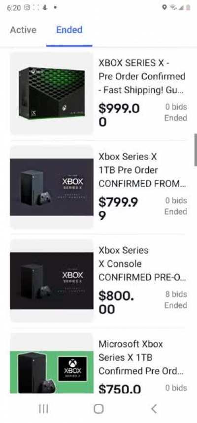 A lot of scalped series X not getting bids on eBay.