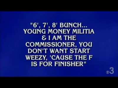 Alex Trebek says rap lyrics on Jeopardy.