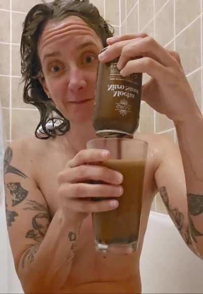 Take 2! As directed, I shook the can pretty hard and poured straight down, not quite fast enough. Glug glug glug :) Cheers y'all!