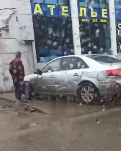 Don’t smash this guy’s car with a hammer and then walk in front of it