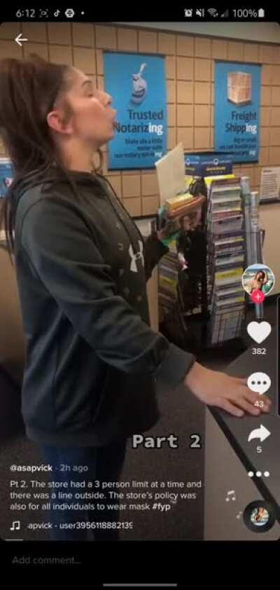 Karen declares UPS store her private residence and demands woman stops recording her