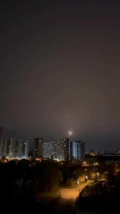 This is not an action movie, this is Kyiv last night. Footage of drones being shot down. Glory to Ukrainian Air Defense.