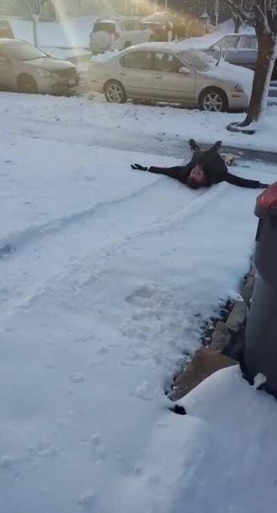 WCGW trying to jump onto a sled back first