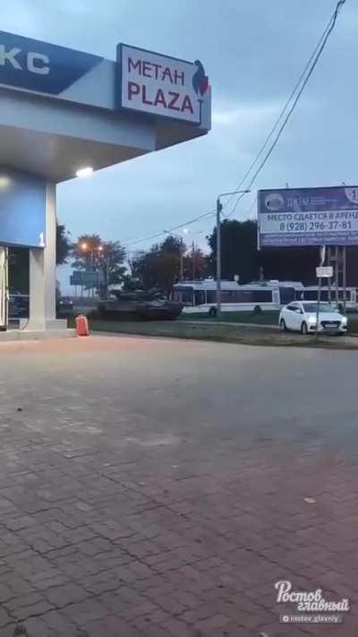PMC Wagner Convoy driving around a road block in Rostov