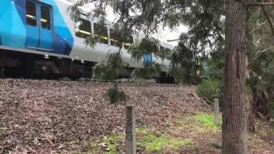 Victorian metro train sets off detonators on the Alamein line. (Volume warning)